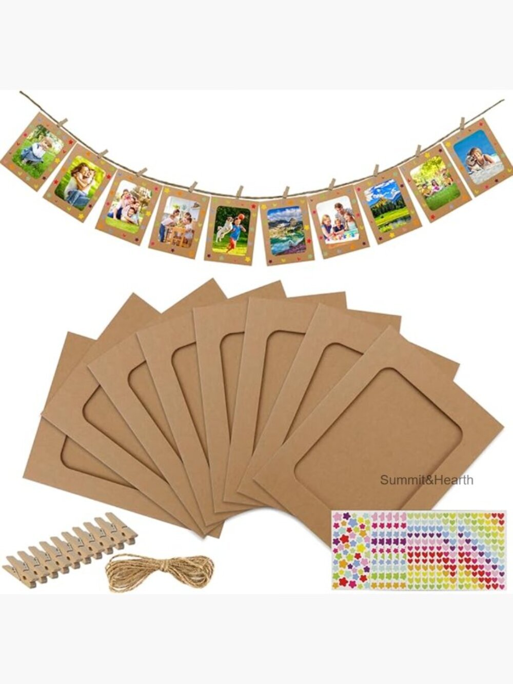 50 DIY Paper Picture Frames 4x6 Inch with Clips Strings Wall Decor